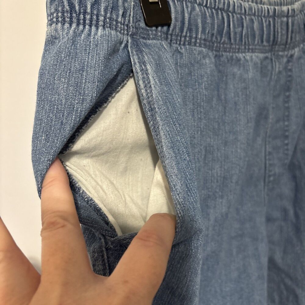 George Women Blue Jean Elastic Waist Shorts Large 36-38 Pockets Waist 36" Preown - Picture 2 of 9